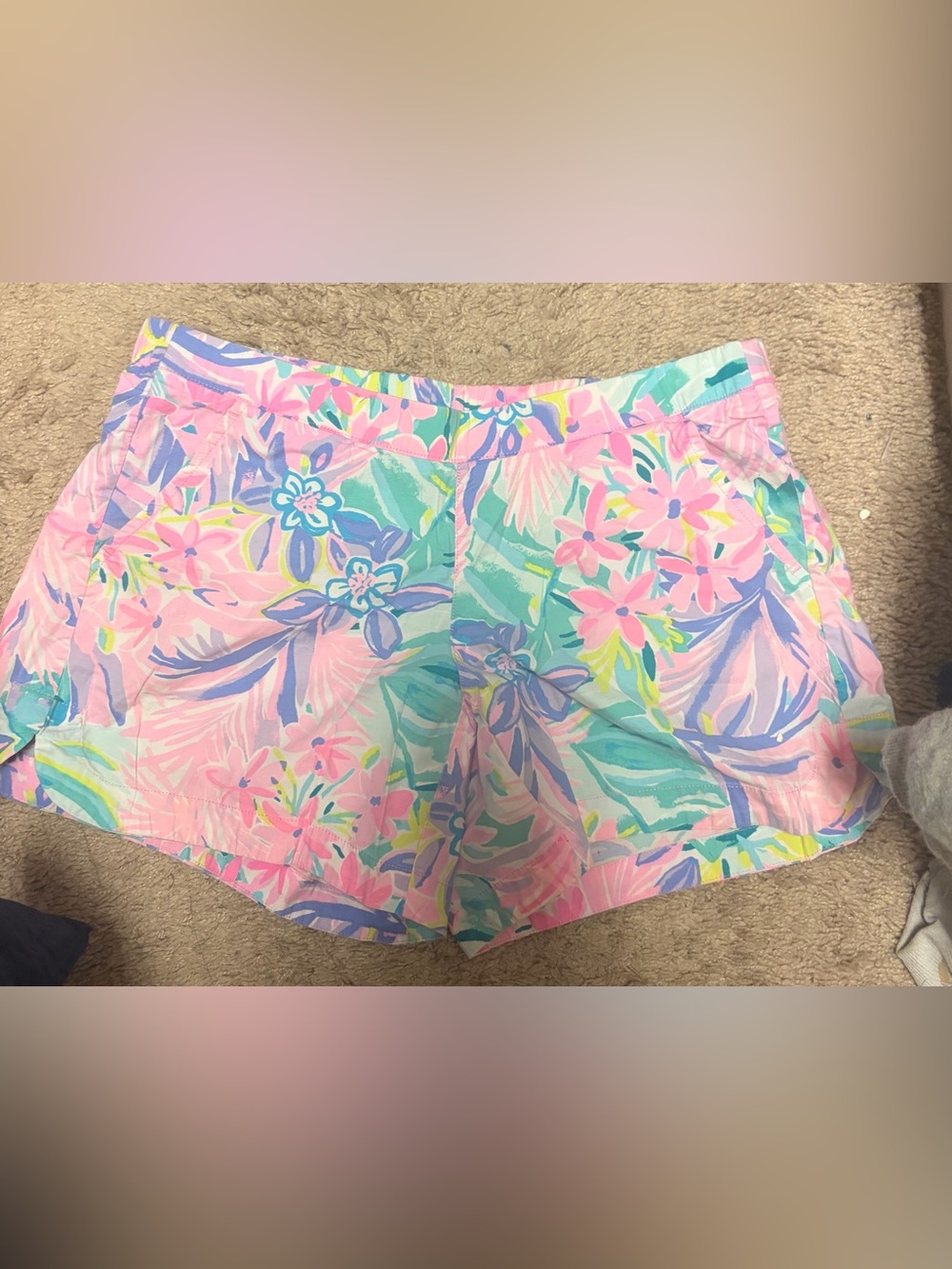 Lilly Pulitzer Pink & Aqua Floral Stretch Bermuda Shorts